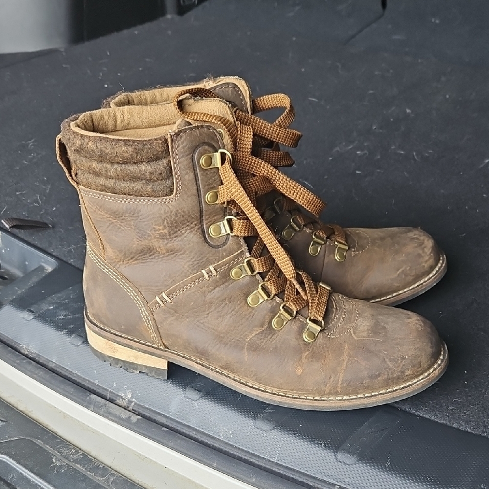 Brown Lace-Up Ankle Boots